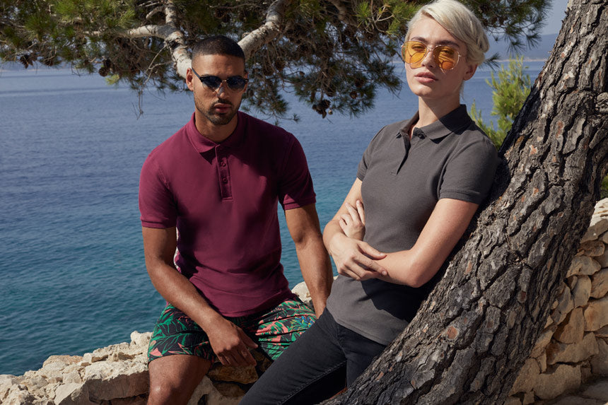 Premium polo T-shirt for branding in different colors (Fruit of the Loom)